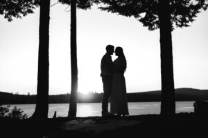 Sunrise engagement session on Embden pond
