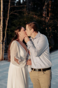 Sunrise engagement session on Embden pond