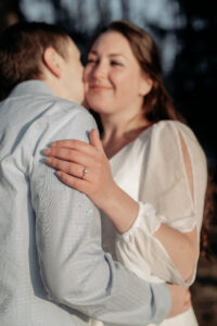 Sunrise engagement session on Embden pond